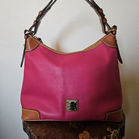 Dooney & Bourke Erica Pebbled Leather Hobo Shoulder Bag Fuchsia Pink - Picture 15 of 16